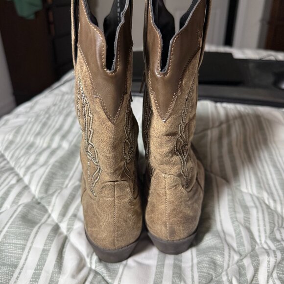 Dolce By Mojo Mox Two Tone Quiggly Western Style Cowboy Boots Girls 3.5 Zipper - Picture 6 of 8